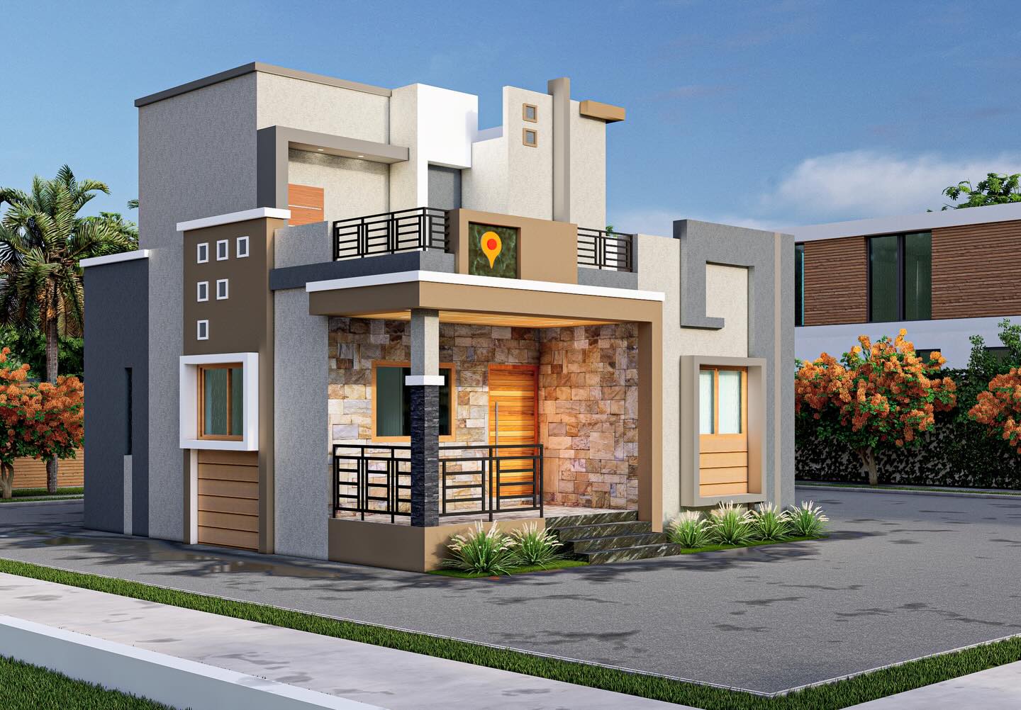 Modern Exterior House Painting Design in Belgaum – Latest Color Combination Ideas | Swapnapurti Paints